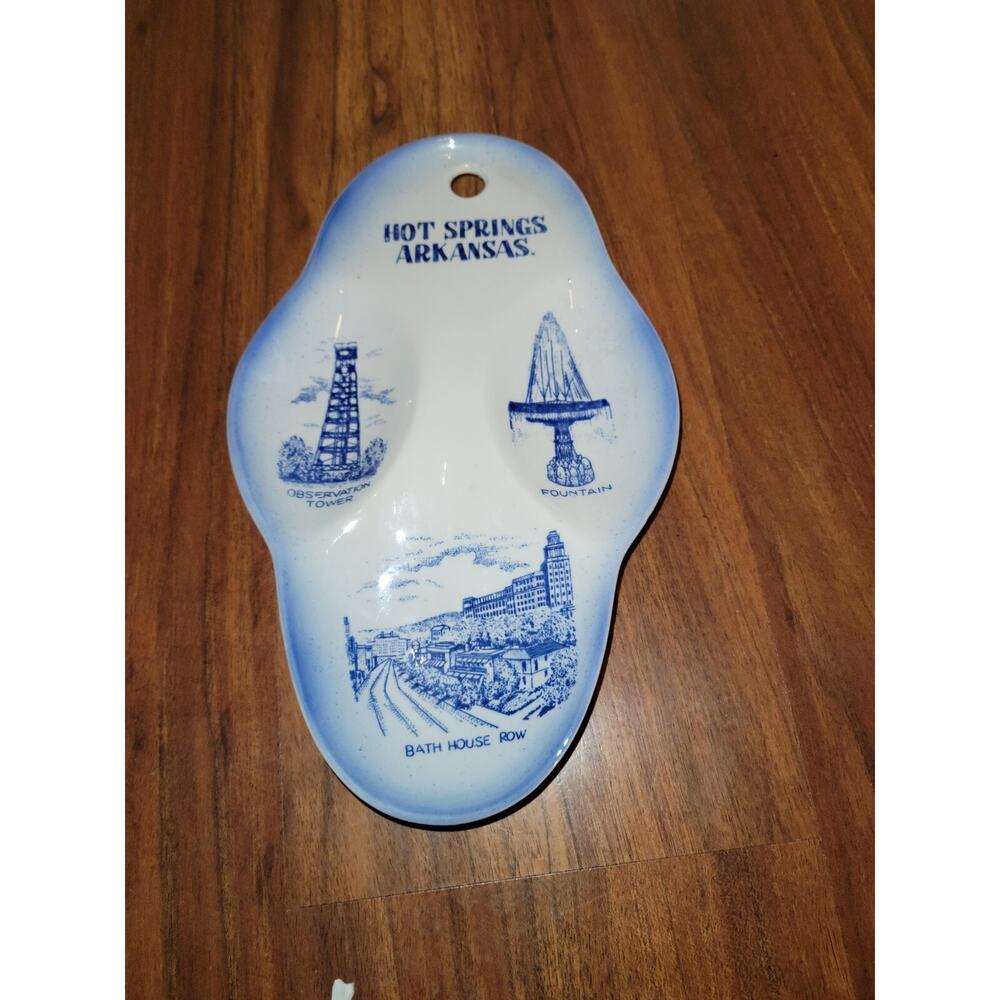 Vtg Hot Springs Arkansas Ceramic Kitchen Spoon Rest Decor